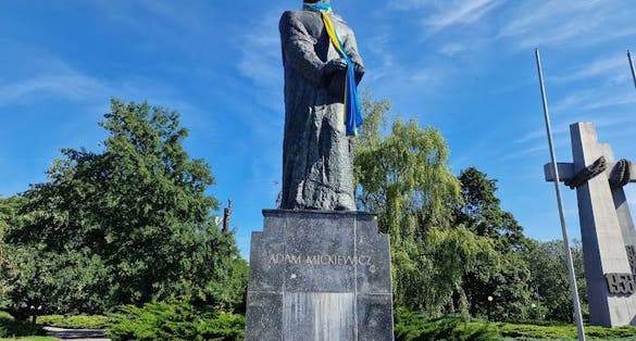 Adam Mickiewicz Monument in Poznań Poland.
