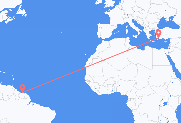 Paramaribo to Dalaman