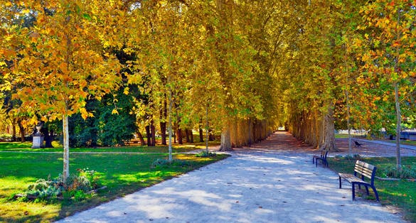 Chamars public city park in Besançon, France, on the first day of autumn