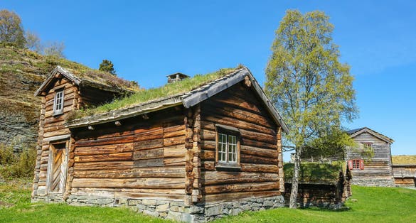 Sverresborg Trøndelag Folk Museum, open-air museum in Trondheim, Norway. Old timber house.