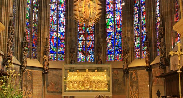 photo of view of Interior of Aachen imperial cathedral at Germany.