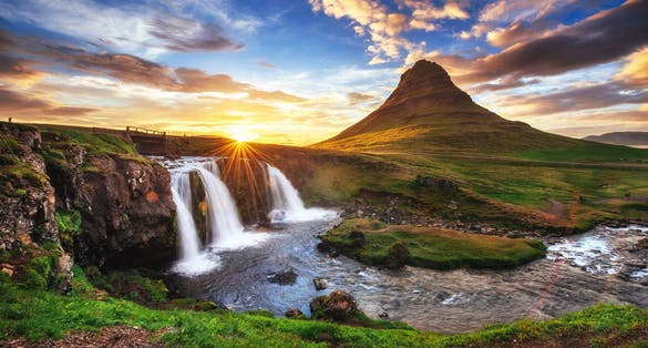 photo of The picturesque sunset over landscapes and waterfalls. Kirkjufell mountain,Iceland,Grundarfjörður iceland.