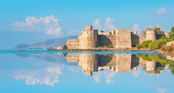 photo of beautiful morning view of the historical Mamure Castle in Mersin, Turkey.