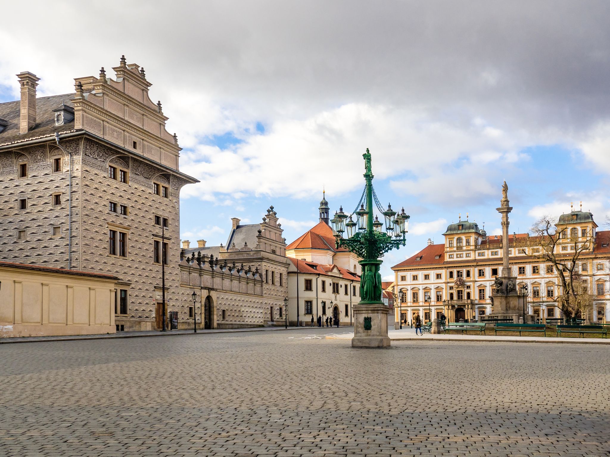 Photo of Hradcany Square, Schwarzenberg Palace, Prague, Czech Republic.