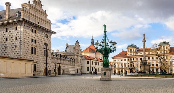 Photo of Hradcany Square, Schwarzenberg Palace, Prague, Czech Republic.