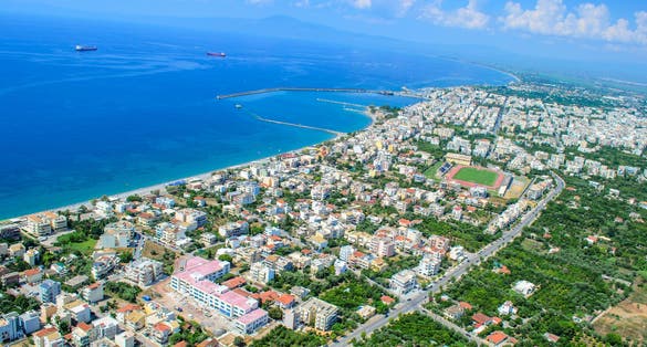 Photo of aerial cityscape view of Kalamata city.