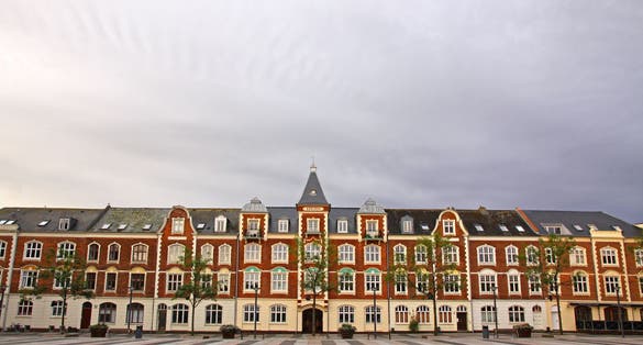photo of view of Market Square (Axeltorv) in Fredericia city, Denmark.