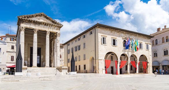 Photo of the iconic Temple of Augustus in the city of Pula, Croatia.