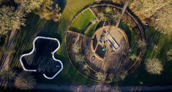 Photo of aerial view of Kildeparken, Aalborg, Denmark.