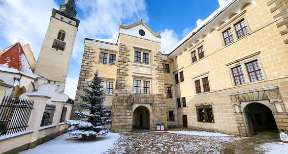 Photo of Telc castle in winter, Czech republic.
