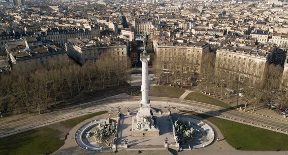 photo of aerial view of Monument aux Girondins in Bordeaux, France.