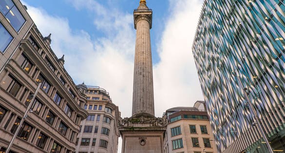 Photo of Monument to the Great Fire of London. Between 1666 to 67 devastated the great fire, UK.