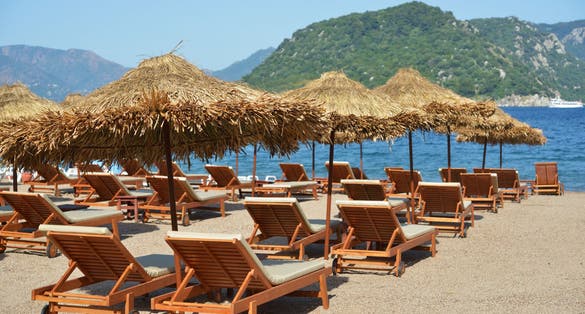 Photo of beautiful  beach in Marmaris bay, Turkey.