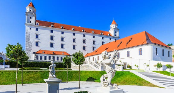 Bratislava, Slovakia. View of the Bratislava castle and its gardens.