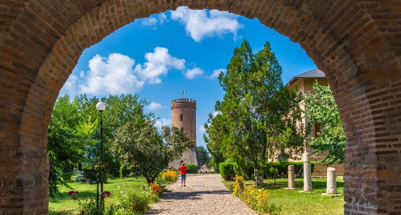 The Chindia Tower (Turnul Chindiei) and ruins of medieval old fortress Targoviste, Romania