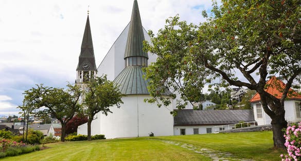 photo of view of Molde Cathedral (Norwegian: Molde domkirke) is a cathedral of the Church of Norway in Molde Municipality in Moere og Romsdal county, Norway. It is located in the town of Molde.