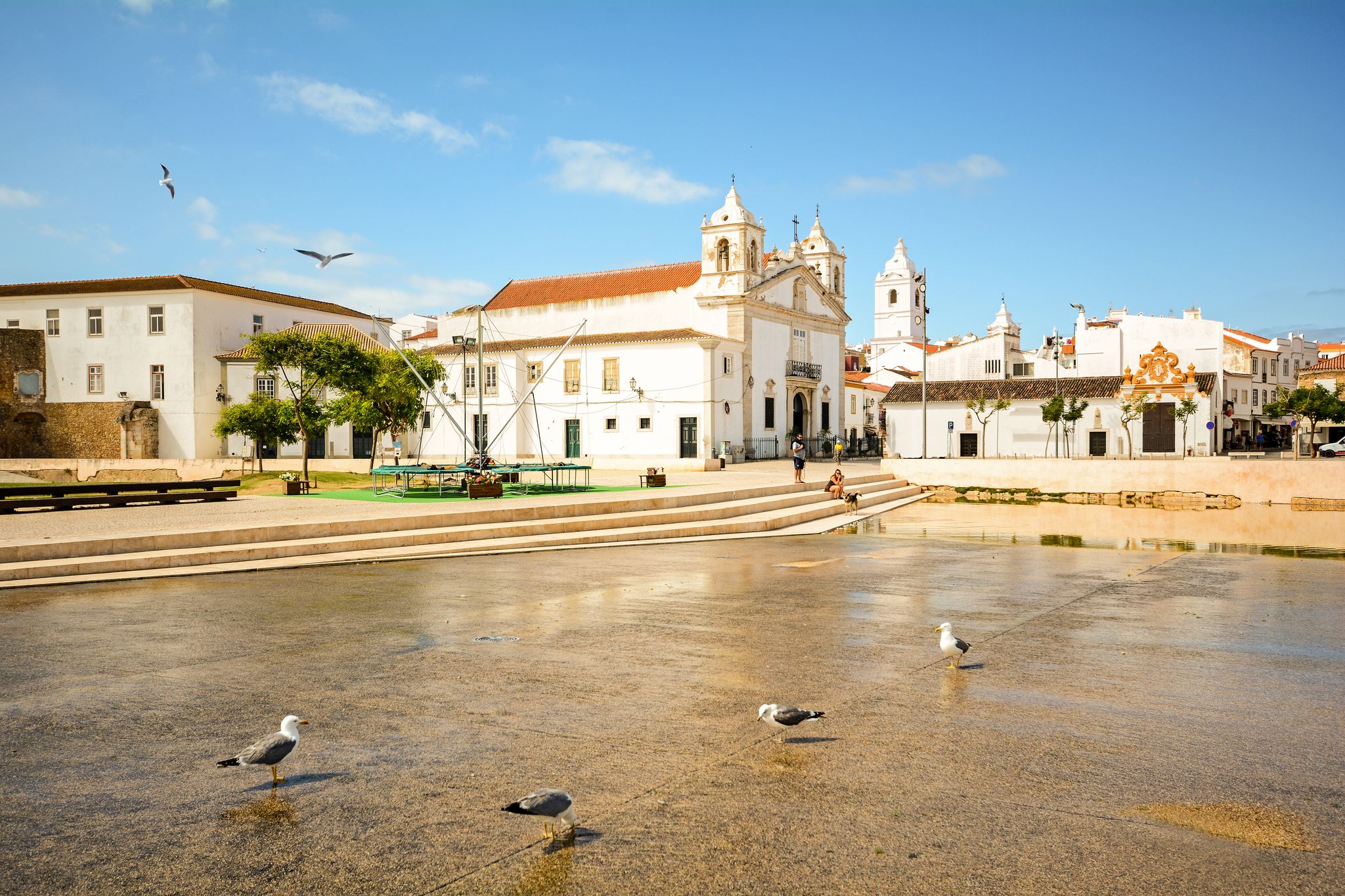 View to church Igreja de Santo Antonio in the old town of the historic centre of Lagos, Algarve Portugal.