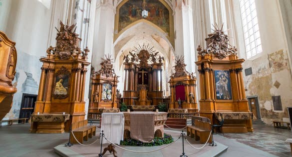 photo of interior of st. anne's church and church of the bernardine monastery in Vilnius' old town in Lithuania.