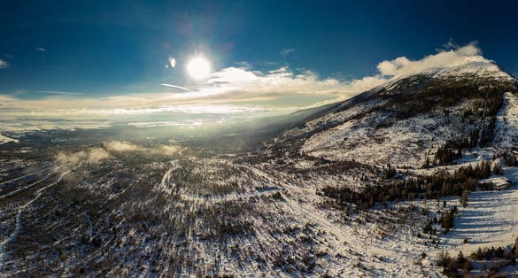 View of the High Tatras mountains from Hrebienok located in the Tatra National park, Slovakia