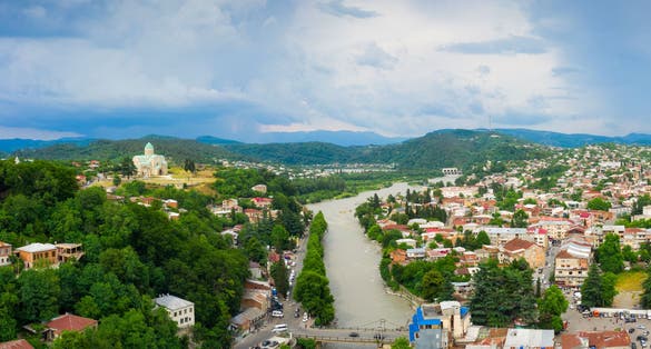 Photo of panoramic summer view of the city of Kutaisi, Georgia.