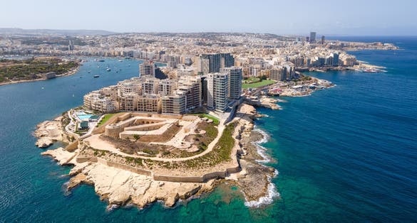 Tigne point, a residential area on a tip of Sliema peninsula, Malta