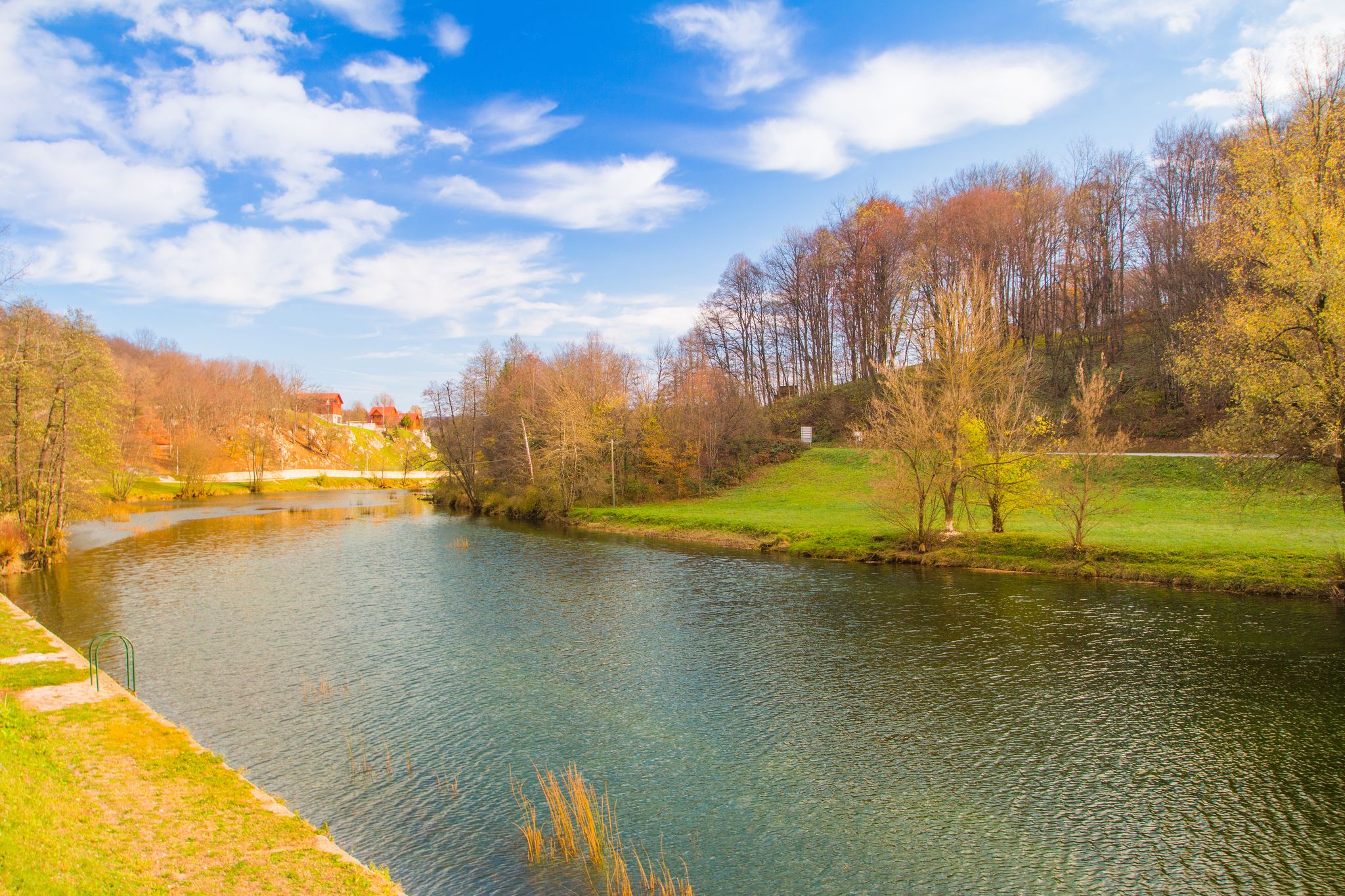 photo of view of Croatia, Dobra river panoramic view of beautiful countryside landscape in Karlovac county