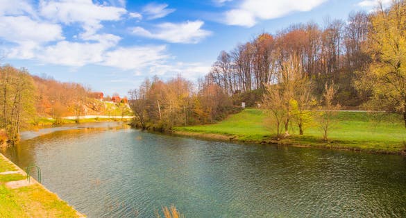 photo of view of Croatia, Dobra river panoramic view of beautiful countryside landscape in Karlovac county