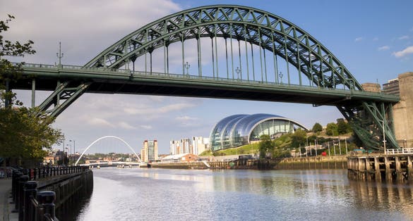 Photo of Gateshead Millennium Bridge on The River Tyne, UK.