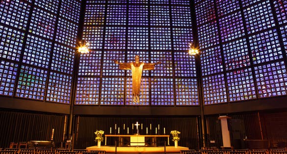 Inside the New Church of Kaiser-Wilhelm-Gedachtniskirche in berlin