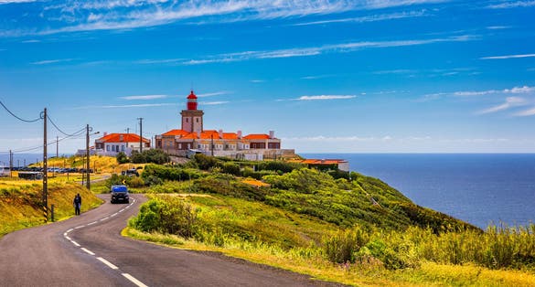 Photo of the lighthouse in Cabo da Roca on a beautiful summer day, Portugal.