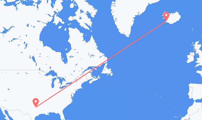 Dallas to Reykjavik
