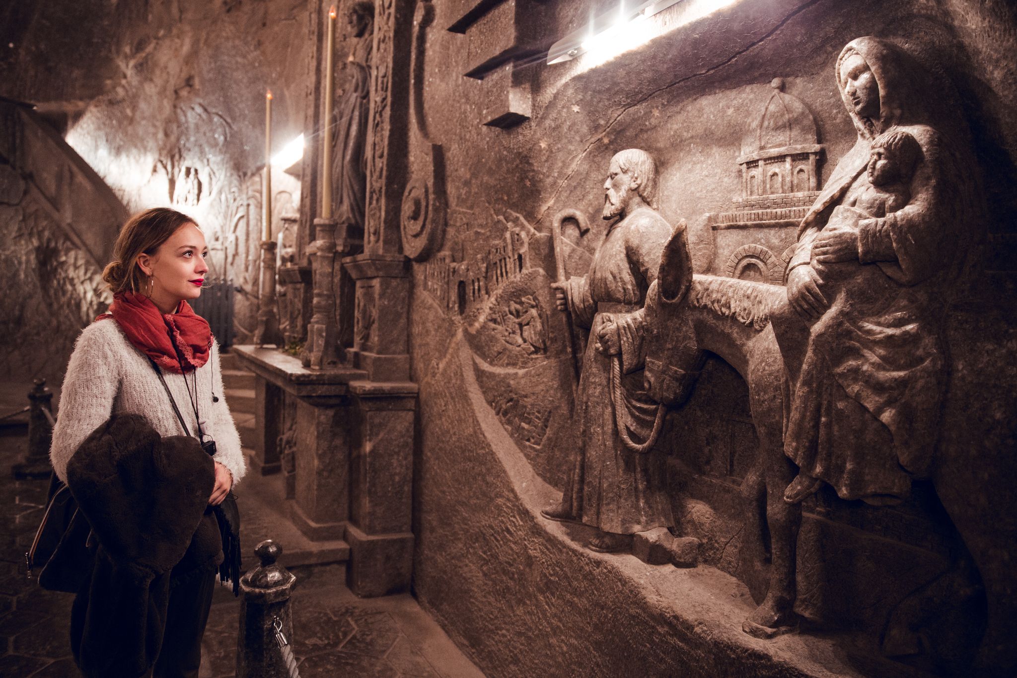 Visiting Wieliczka salt mines in Krakow Poland.