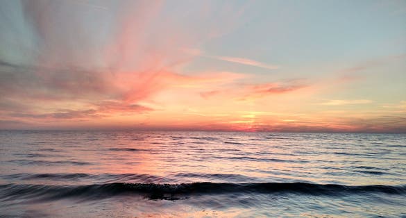 Photo of beautiful sunset over Adriatic sea, Durrës, Albania.