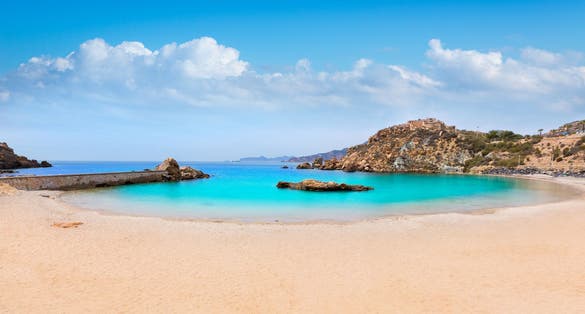 Photo of Cartagena Cala Cortina beach in Mediterranean Murcia at Spain.