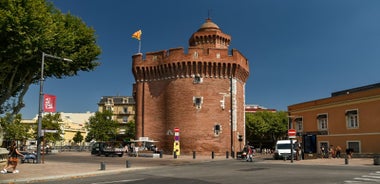 Photo of the Canal and Castle of Perpignan in springtime, Pyrenees-Orientales, France.