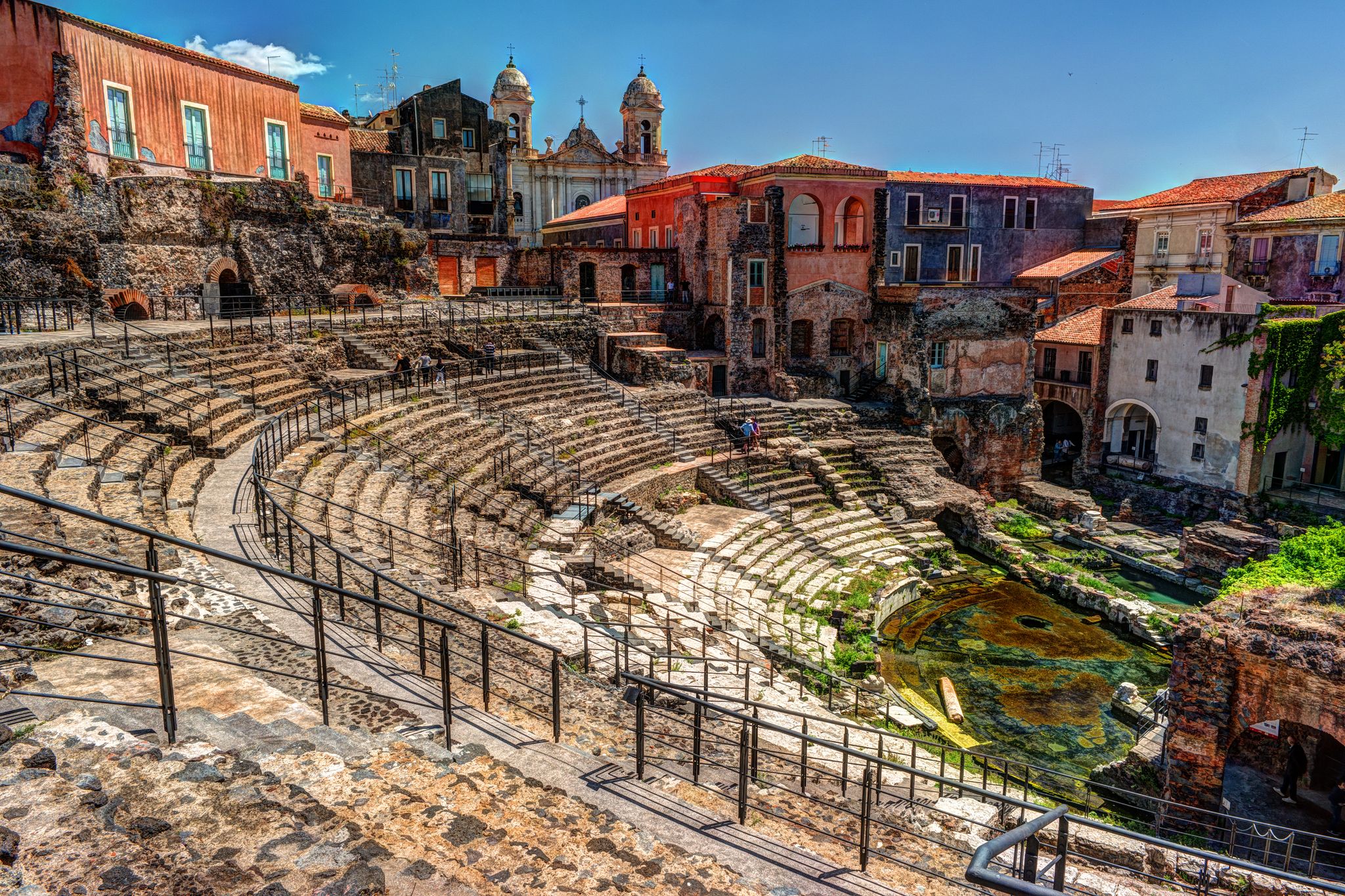 photo ofAncient Roman theater in Catania, built from the limestone and black lava. 