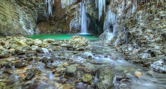 Waterfall Kozjak on stream Kozjak, Kobarid - Slovenia