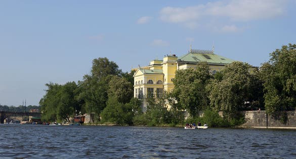 Photo of Zofin Palace and Vltava River, Prague, Czech Republic.