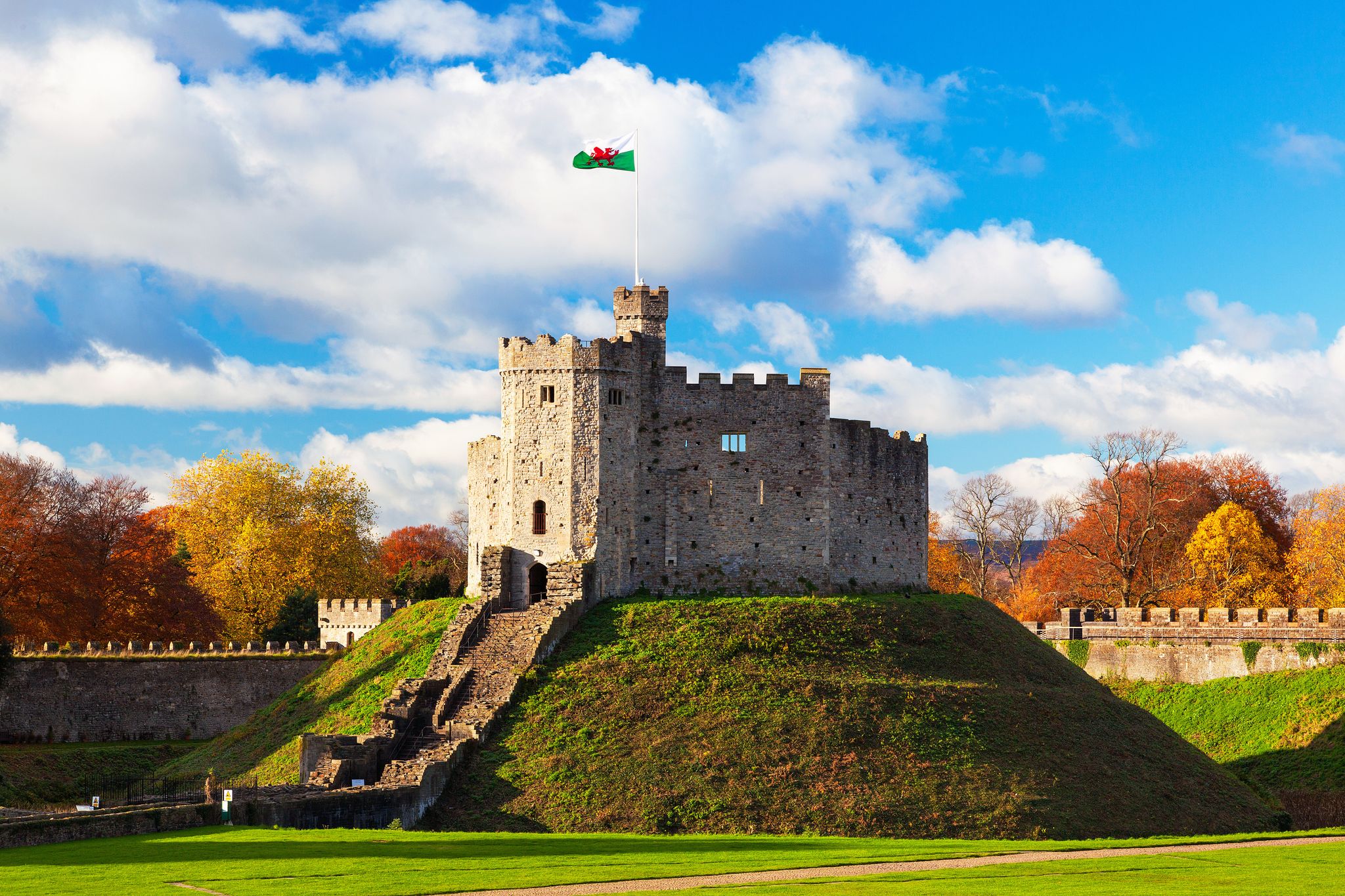 Norman Keep, Cardiff Castle, Autumn, Cardiff, Wales, UK.