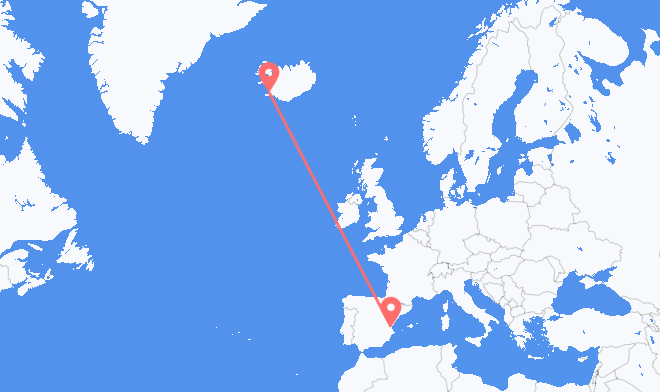 Valencia to Reykjavik