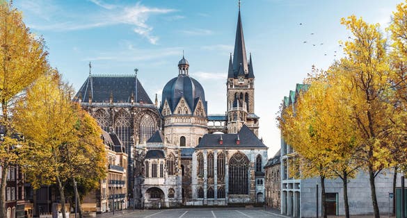 Photo of Huge gothic cathedral in Aachen Germany during autumn on Aachen ,Germany.