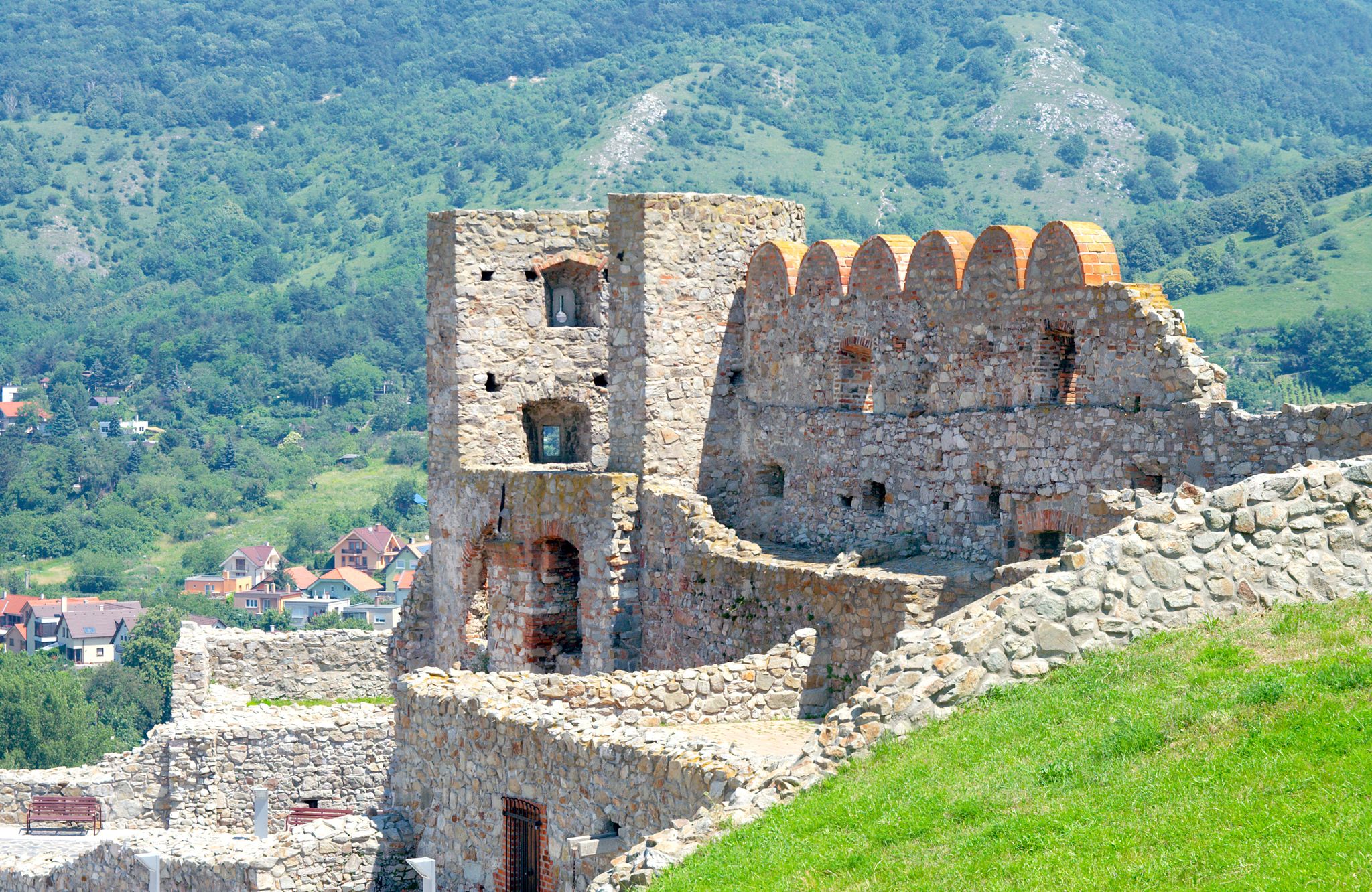 Devin Castle on the background of the hill. Bratislava, Slovakia, Last fortifications built in the 17th century. Located at the confluence of the Danube and Morava rivers