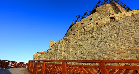 Photo of Deva Fortress, built in the mid-thirteenth century at the top of the Fortress Hill, on the place of a Dacian settlement, Romania, Europe .