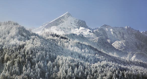 Photo of beautiful winter landscape near Garmisch-Partenkirchen, Bavaria, Germany.
