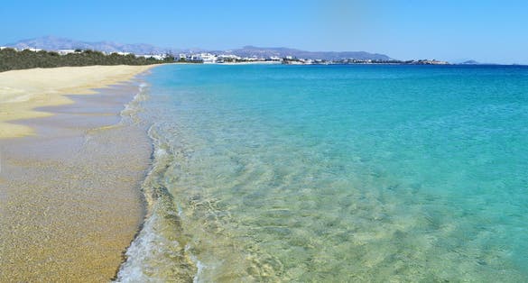 Photo of landscape of Saint Prokopios beach in Naxos island Cyclades Greece.