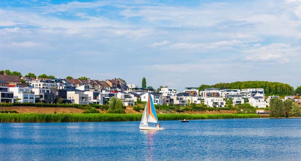 Phoenix See lake is an artificial lake on the former steelworks Phoenix East in Dortmund district Horde,Düsseldorf germany.