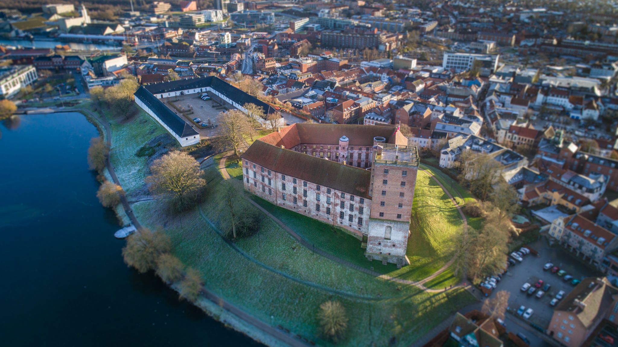 Photo of aerial view of Koldinghus, medieval castle and museum at Kolding, Denmark.