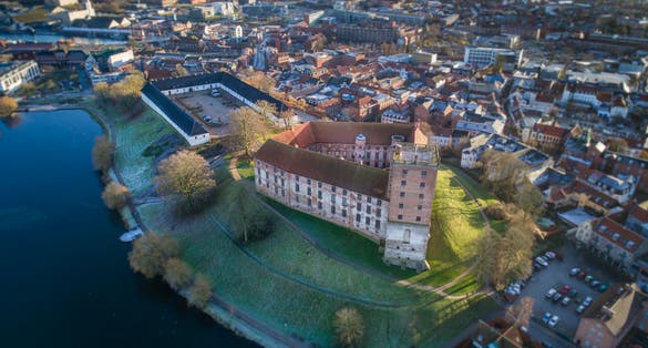 Photo of aerial view of Koldinghus, medieval castle and museum at Kolding, Denmark.