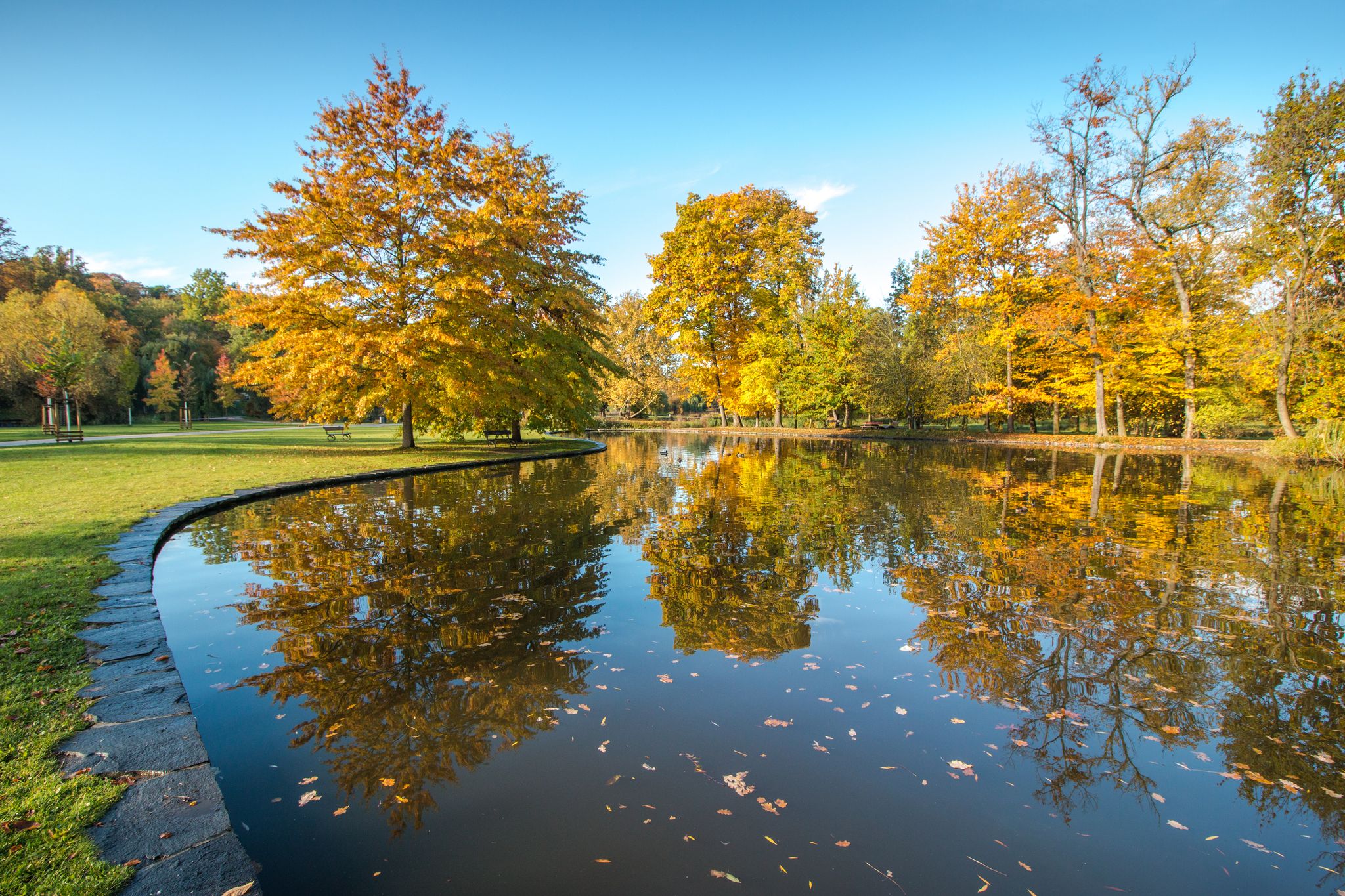 Photo of park Stromovka in autumn ,Prague.