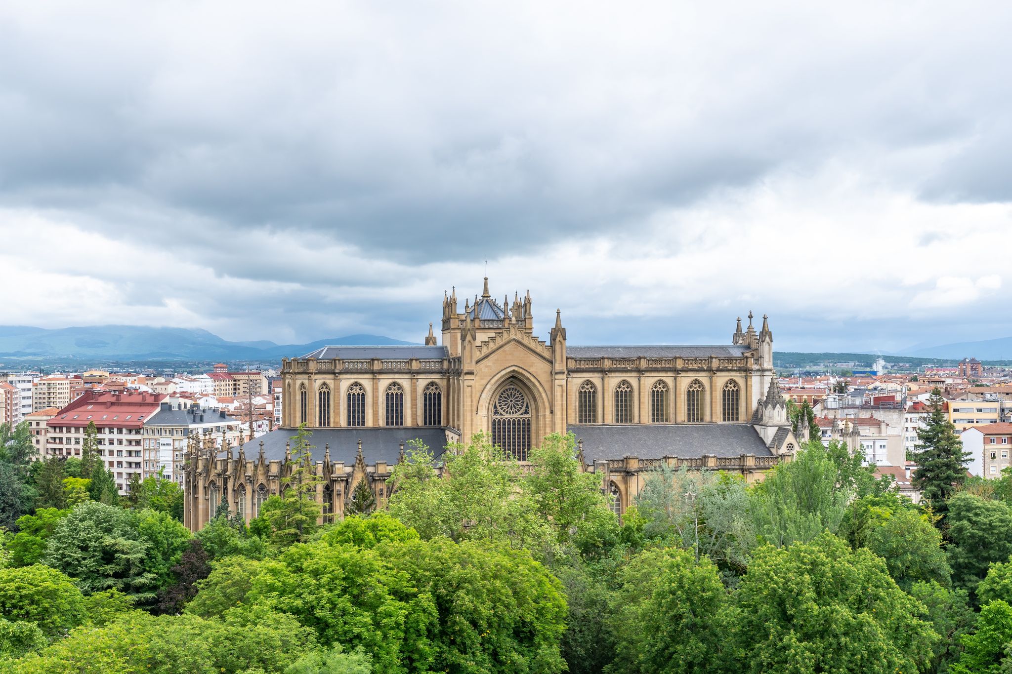 Photo of City of Vitoria-Gasteiz. Aerial view of La Florida and Cathedral of Mary Immaculate, Araba .